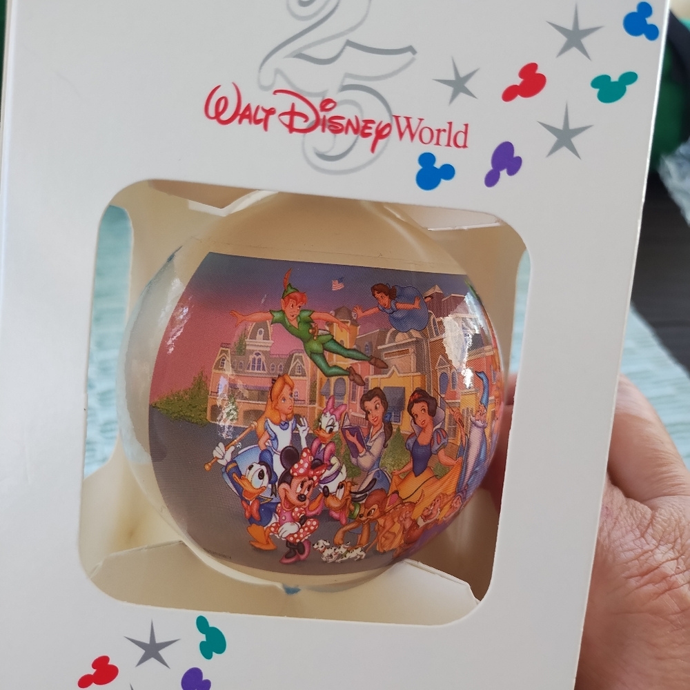 Walt Disney World 25th Anniversary "Remember the Magic" Glass Christmas Ornament